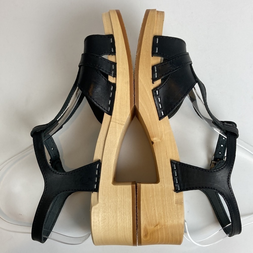 Swedish Hasbeens Ulla Low Heel Clogs Sandals Black EU39 US9 Scandi Girl Granola - Picture 12 of 16